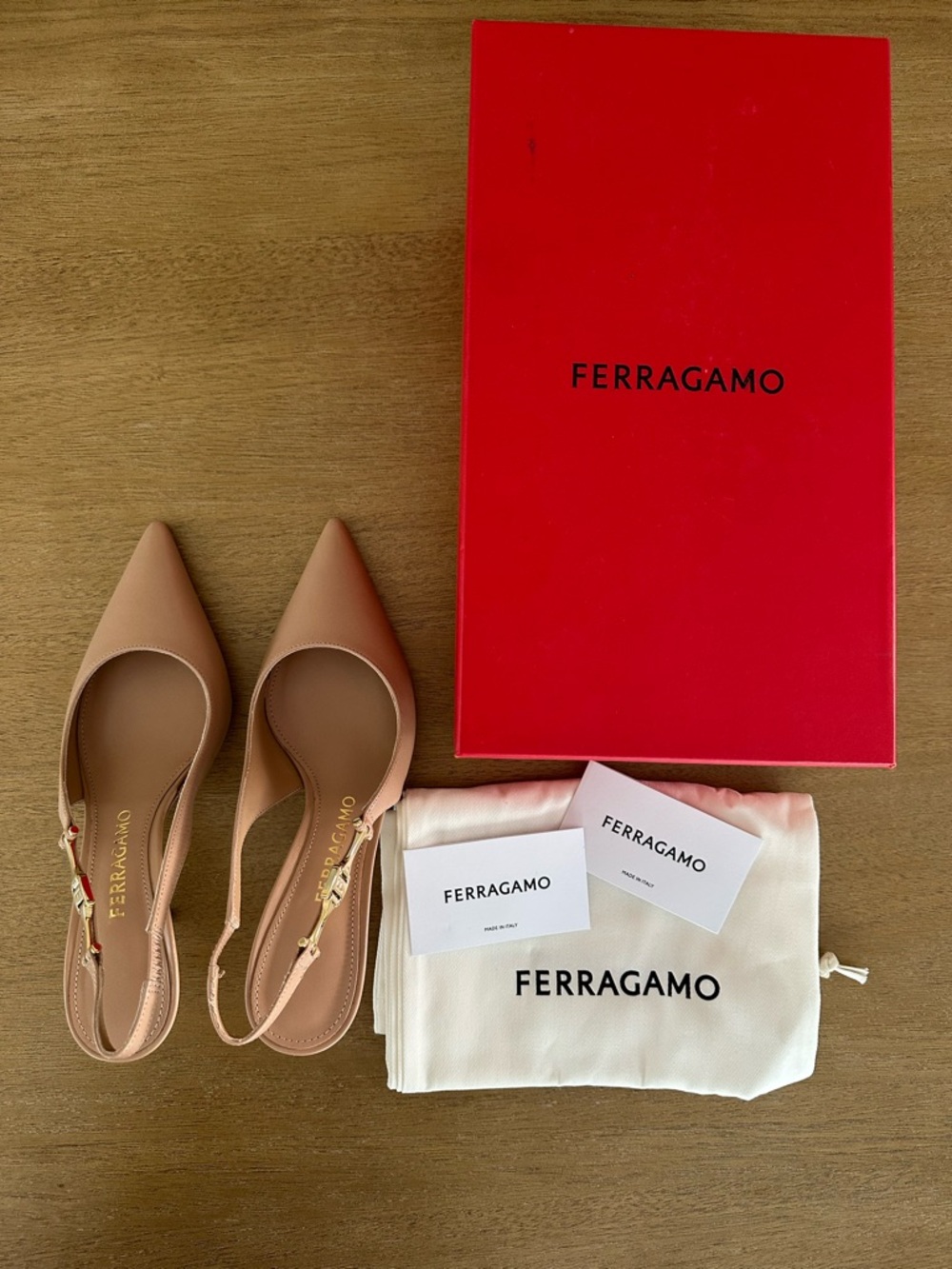 Salvatore Ferragamo Tally Leather 70MM Slingback Pumps (Size 6.5)
